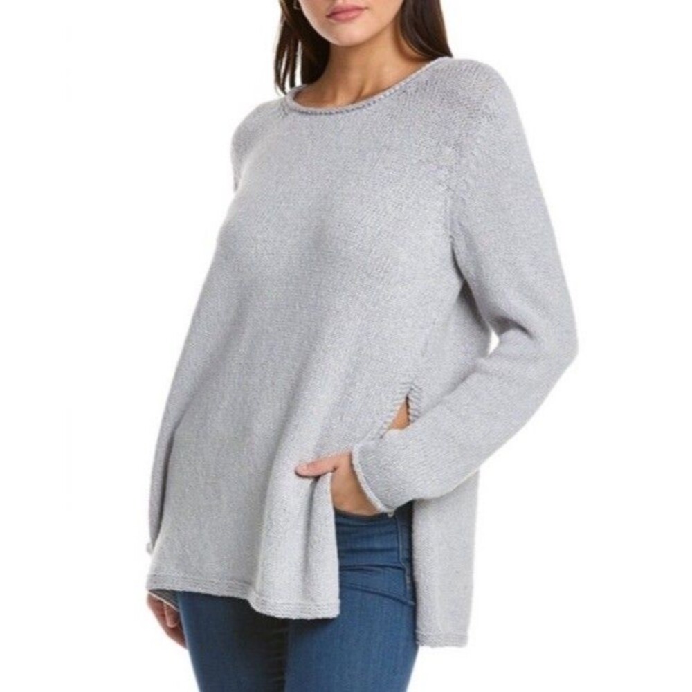 Eileen Fisher Ballet Neck Sweater Women’s Large Alpaca & Cotton Color Dolphin